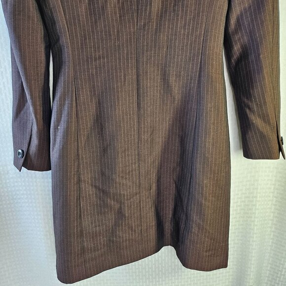 Escada Margaretha Ley Brown Pinstripe Button-Up Wool Mohair suit dress - Picture 11 of 15